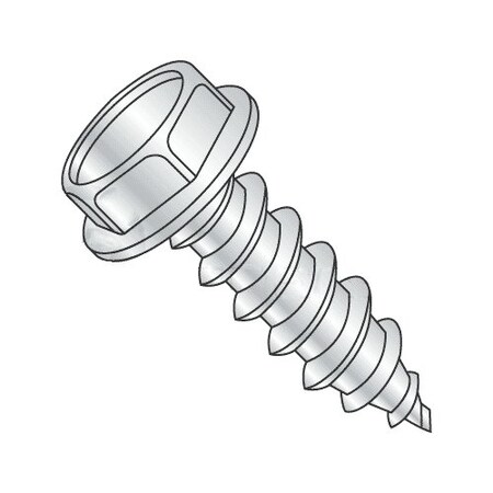Newport Fasteners Sheet Metal Screw, #6 x 1-1/2 in, Zinc Plated 18-8 Stainless Steel Flange Hex Head Slotted Drive 745853-1000